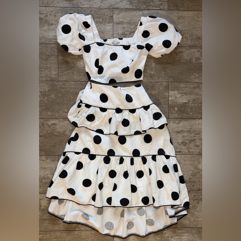 Adelyn Rae Black and White Polka Dot Tiered Skirt for Women